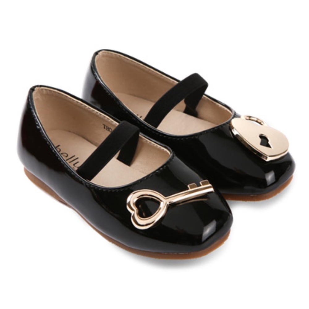 Girls Lock & Key Mary Jane Flat Black Shoes